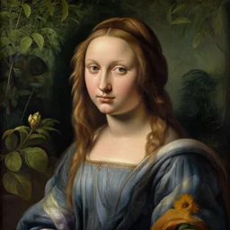 a portrait of a girl in the garden, carvaggesque, painted in high resolution