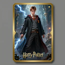 a game card design of high fantasy character from harry potter, by peter mohrbacher and craig mullins, full shot, official media, beautiful, rpg portrait, concept art, fantasy world, sharp, smooth, detailed, high quality, wallpaper 4 k, epic, trending on artstation and behance, dynamic lightning