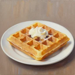 oil painting of an eggo waffle