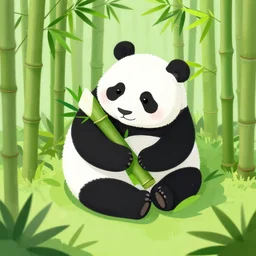 isometric view illustration cute panda in bamboo forest, highly detailed mid day by victo ngai and malika favre, isometric, isometric view