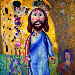 jesus! is an evil ventriloquist dummy, psychedelic, patterned skin, trending on artstation, photorealism, vibrant colors, digital art, in the style of harumi hironaka, gustav klimt, egon schiele, coby whitmore, david bates, monet, lisa frank, picasso, octane render.