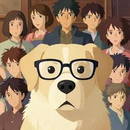 maximalist intimidating dog, glasses, trending on pixiv fanbox, painted by makoto shinkai takashi takeuchi studio ghibli, akihiko yoshida, yoshitaka amano, wangechi mutu, clean cel shaded vector art. shutterstock. behance hd by lois van baarle, artgerm, helen huang, rossdraws, illustration