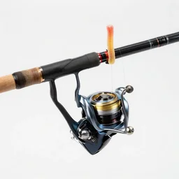 a fishing rod and reel has a hook with ( candy gummi worm ) attached as bait. in the water are ( swedish fish candy ) digital art, hyperdetailed, 8 k, hd