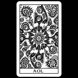 a beautiful black and white fractal tarot card featuring bold occult imagery with clean lines. crab demon. detailed adult coloring book