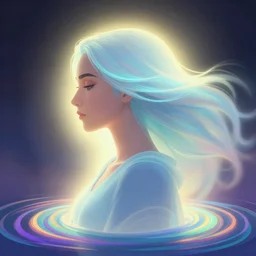side portrait, maya ali, wind sorcerer!, gloomhaven, soft, smooth, luminescent, art nouveau tarot, backlit glow, colorful swirly ripples, gaudy colors, aesthetic octane render, unreal engine, pre - raphaelite, 8 k, by mucha, ilya kuvshinov, cushart krenz