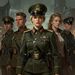 portrait of a facist greta, epic, tragic, military art, fantasy, dieselpunk, hd shot, digital portrait, beautiful, artstation, comic style, by artgerm, guy denning, jakub rozalski, magali villeneuve and charlie bowater