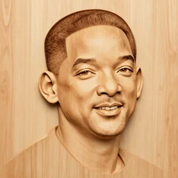Wood carving of Will Smith