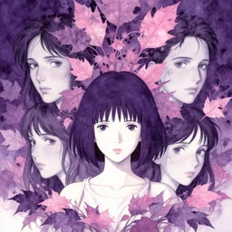 portrait, nightmare anomalies, leaves with a girl by miyazaki, violet and pink and white palette, illustration, kenneth blom, mental alchemy, james jean, pablo amaringo, naudline pierre, contemporary art, hyper detailed