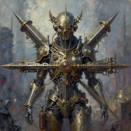the most beautiful perfect symmetric breathtaking artwork ever made. holy goth neo steampunk cyberpunk photorealistic foreshortening depth of field 4 k 8 k unreal engine octane render oil painting watercolor photoshop trending on artstation android by novak