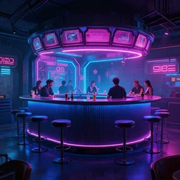 photo environment cyberpunk bar : 4, 4 k rtx hdr volume light concept studio matte painting environment digital illustration style cyberpunk 2 0 7 7 artstation, by marcin stepien, by mihai muscan, by marta leydy, by charlotte hughes, by zuzanna dabrowa, neon bioluminescence