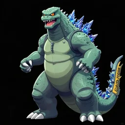 godzilla in the style of ken sugimori pokemon character art, gamefreak, 8 k, illustration