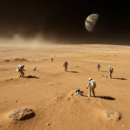 a colony of humans living on the surface of planet mars
