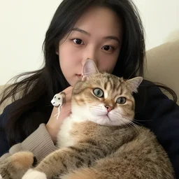 cuddling the cat selfie