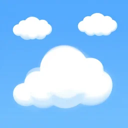 flat cel shaded cartoon, curled blue sky fluffy curled clouds, smoke shaped clouds