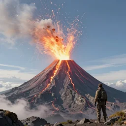 volcano sputtering by john harris, craig mullins. ultra clear detailed. octane render. 8 k render artstation