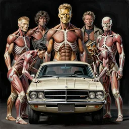 painting of a mad max fixing dodge siber, anatomy visible, clear - lines, grim - lighting, high - contrast, intricate, elegant, highly detailed, centered, digital painting, artstation, concept art, smooth, sharp focus, illustration, artgerm, tomasz alen kopera, peter mohrbacher, donato giancola, joseph christian leyendecker, wlop, boris vallejo