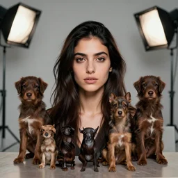 Juliana Awada with small slaves, Hyperreal, Head Shots Photographed in the Style of Annie Leibovitz, Studio Lighting