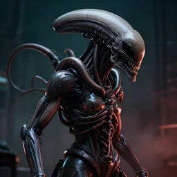 cyberpunk xenomorph, moody lighting, atmospheric, intricate detail, high resolution