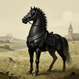 a black knight, editorial illustration, detailed, fine texture, concept art, deviantart, art station landscape