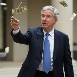 jerome powell throwing money, 4 k still from movie