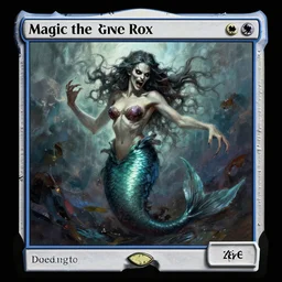 magic the gathering card art depicting a terrifying mermaid, gestural brush strokes
