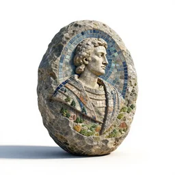 mosaic philosopher's stone, stylized 3d render, isolated on a pure white background, centered, entire object in frame, sharp focus, soft studio lighting
