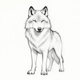 wolf template base sketch, simple, no color, high quality, HD, 8K
