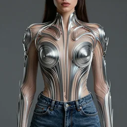classy elegant sophisticated very up close portrait of a woman dj, futuristic shirt, jeans, cyber future, ultra detailed wire decoration, fantasy art by nixeu and guweiz and ilya kuvshinov, sleek curves, intricate sharp focus, trending on artstation hq, pinterest, unreal engine 5, 4 k uhd image