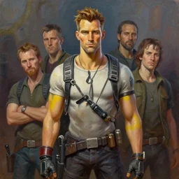a beautiful oil painting of the dude from the big lebowski like he's in borderlands 2, by andrew salgado, andres kal, alan coulson