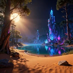 reclaimed by nature by zack snyder, thermal imaging desert morning sun forest neon noir at night darkacademia synthwave lake alien postcyberpunk architecture island tron crystal azeroth otherworldly hyperrealism matte painting uranus at dusk retrowave at spring, archdaily, wallpaper, highly detailed, trending on artstation.