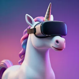 unicorn wearing vr glasses, in techno background, soft gradient texture, realistic 3 d render, high lights, 4 k, high detailed photography, 5 0 mm lens, rich vivid colors, smooth gradients, depth of field, cinematic, hyper realism, high detail, octane render, unreal engine, 8 k