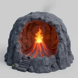dragon's lair inside of an active volcano. video game concept art, 3d render
