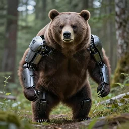 nature cam action capture, cybernetic angry bear, 4k