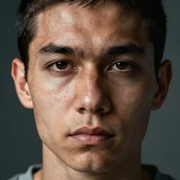 close up face male portrait of a prison inmate just released from jail