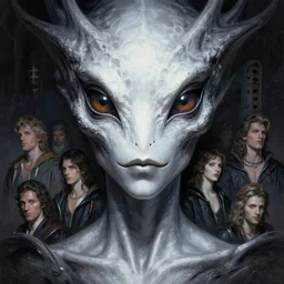close up sci - fi concert poster psychadelic reptile black metal eyes, platinum skin, elegant, highly detailed, centered, digital painting, concept art, smooth, sharp focus, illustration, artgerm, tomasz alen kopera, peter mohrbacher, donato giancola, joseph christian leyendecker, wlop, frank frazetta