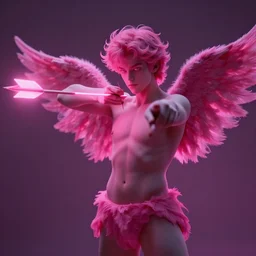 cupid shooting an arrow, the arrow is glowing pink, matte painting, cinematic, 4 k