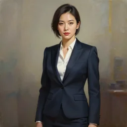 epic professional digital art of a very attractive female asian lawyer wearing a woman's business suit,, painting, by leesha hannigan, iris van herpen, artstation, cgsociety, wlop, epic, much wow, much detail, gorgeous, detailed, cinematic, masterpiece