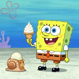SpongeBob buying new pet snails named Ben and Jerry who just love to eat icecream