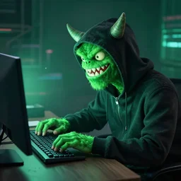 green emerald monster hacking in computer