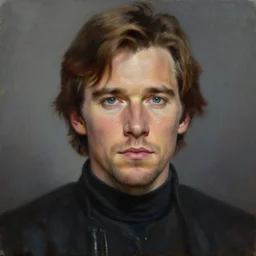 painting portrait of Ethan Hawke dressed as in Star Wars, sharp focus, waist up, trending on ArtStation, masterpiece, by Greg Rutkowski, by Ross Tran, by Fenghua Zhong, octane, clear eyes, soft render, clear facial features, oil on canvas, moody lighting, cinematic, professional environment concept art