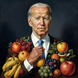 joe biden made with fruits, by giuseppe arcimboldo