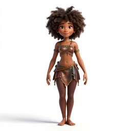 afro-haired acrobat in costume, detailed 3d character render, full body, standing, isolated on a pure white background, centered, whole figure in frame, sharp focus, studio lighting