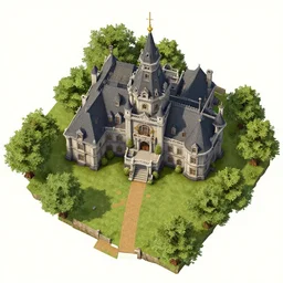 a level design schematic of a large organic mansion, top down, in game, unreal engine 5, orthographic, colored