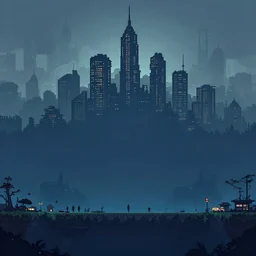distant cyberpunk city skyline silhouette, highly detailed, parallax layer from a gorgeous indie platform game