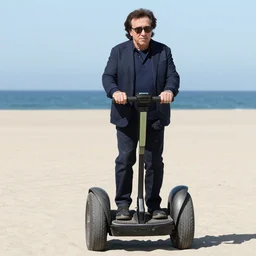 Danny Devito as Gob in Arrested Development, riding on a Segway on the beach
