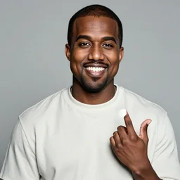 kanye west smiling and holding kanye west for a 1 9 9 0 s sitcom tv show, studio photograph, portrait