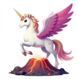 phoenix unicorn volcanic fantasy art