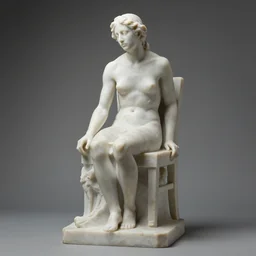 a sculpture of a person sitting on top of a chair, a marble sculpture by nicola samori, behance, neo - expressionism, marble sculpture, apocalypse art, made of mist 1 2 3 4 9. 4