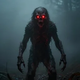 photograph of a creature by chris raimo art, scary, red lights, 1 9 1 6, fog, atmospheric