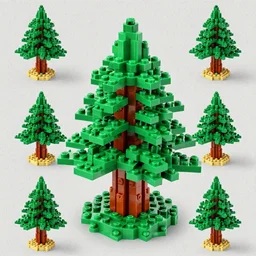 Tree made of legos, aerial view, seamless mosaic
